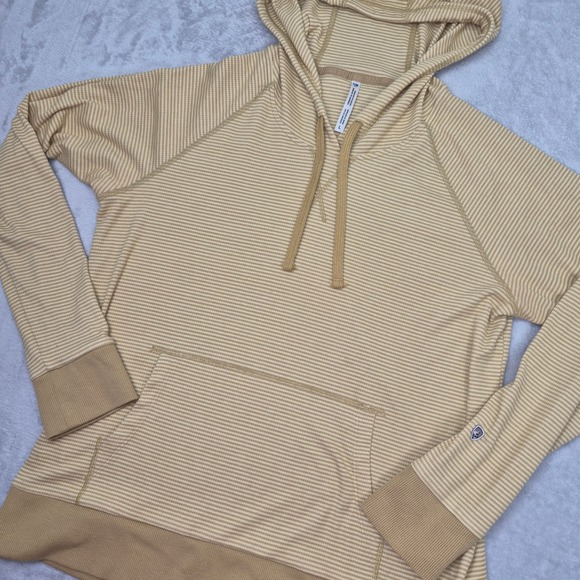 Kuhl Tops - Kuhl Stria Womens L Striped Pullover Hoodie Yellow White Long Sleeve Lightweight